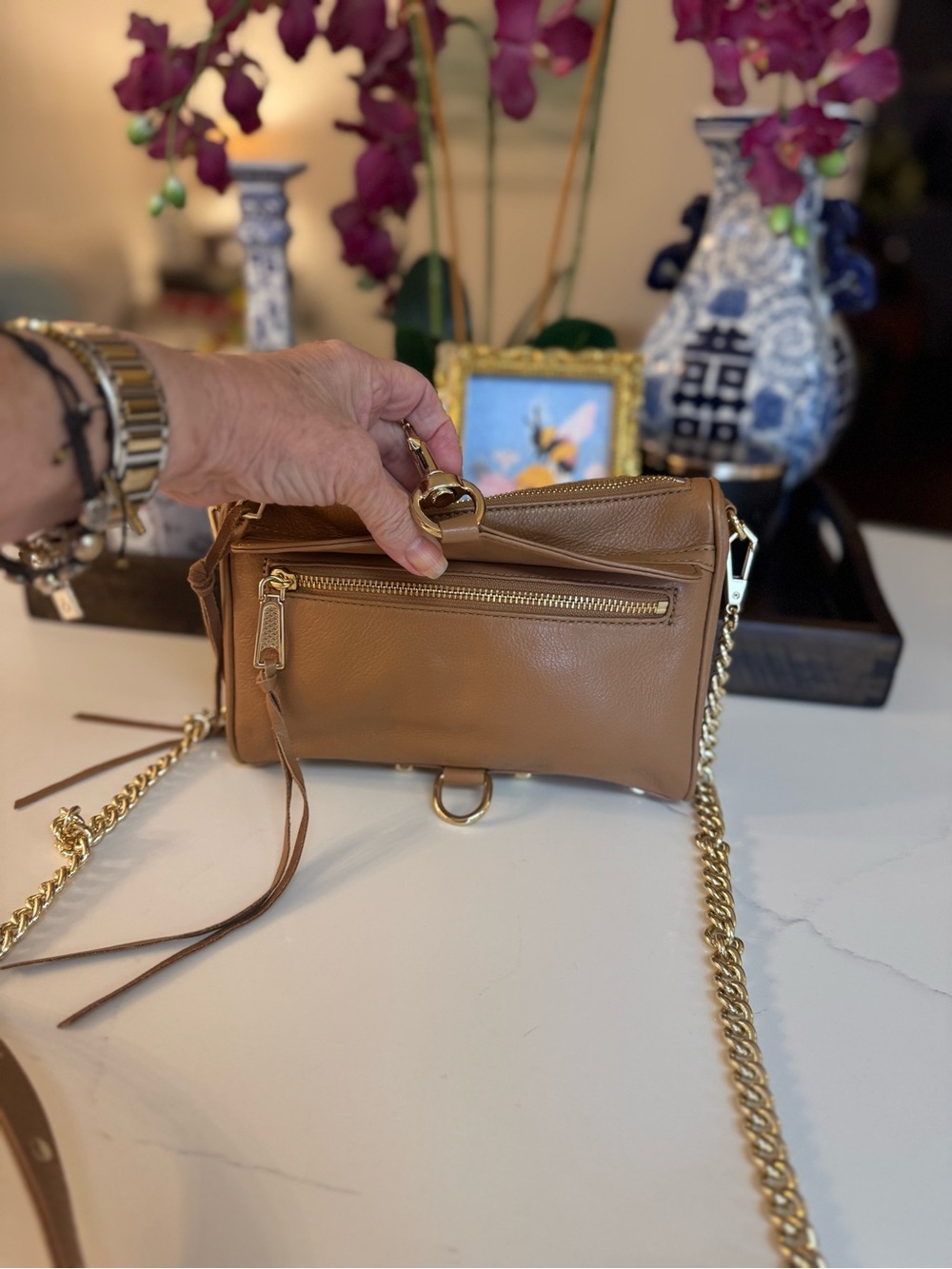 🤎 NWOT REBECCA MINKOFF TAN MINI M.A.C LEATHER CROSSBODY BAG! - Picture 4 of 13